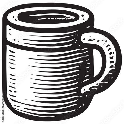 Vintage Coffee Mug Engraving Illustration Business Finance Workplace Banking