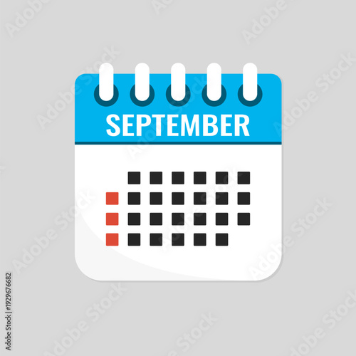 Vector template icon page calendar September month