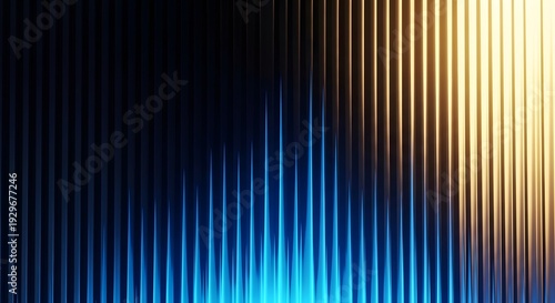Abstract gradient waves blending from dark blue to golden hues with bright light streaks
