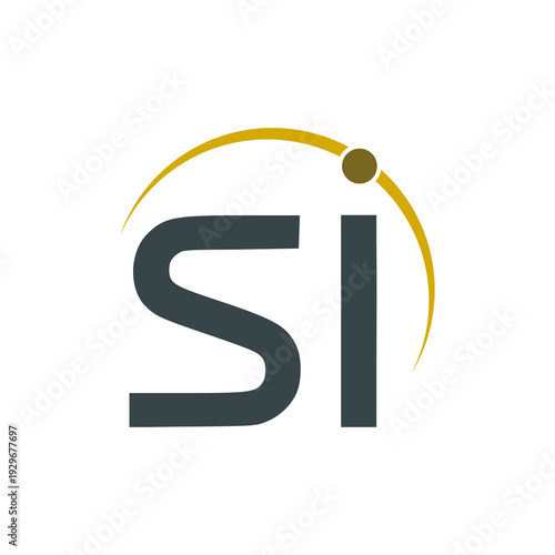 Letter SI with sun logo icon isolated on white background