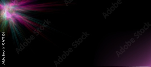 A vibrant blue digital art illustration featuring glowing lines and rainbow colored energy waves creating a bright motion effect against a dark night space backdrop