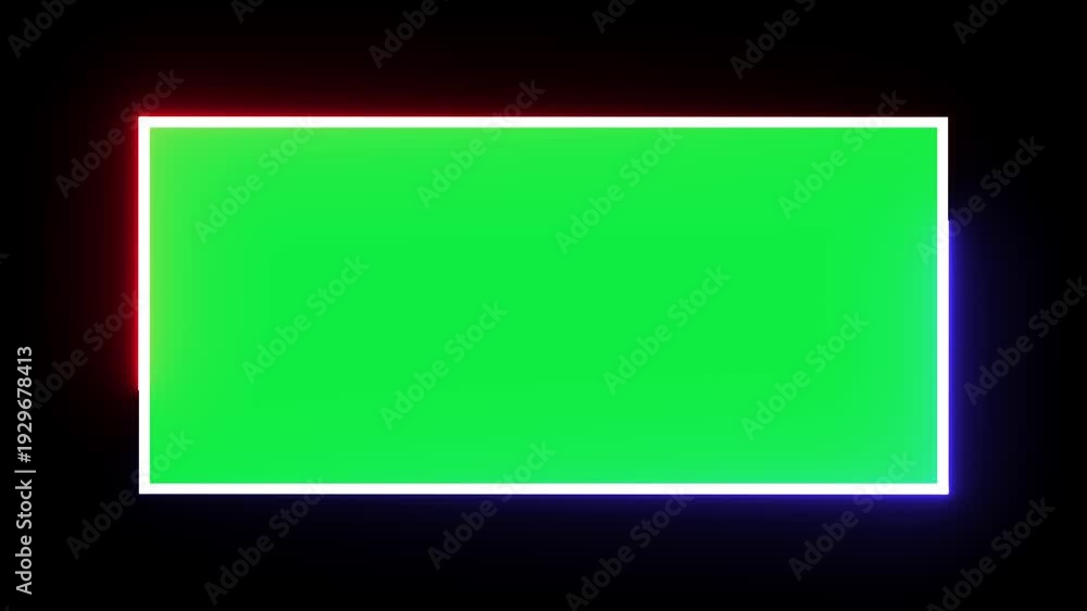 glowing neon rectangle frame animation for live streaming overlay ...