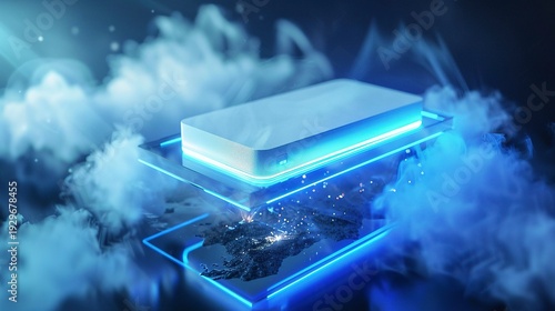 A photo of smart tech device connected to the cloud.