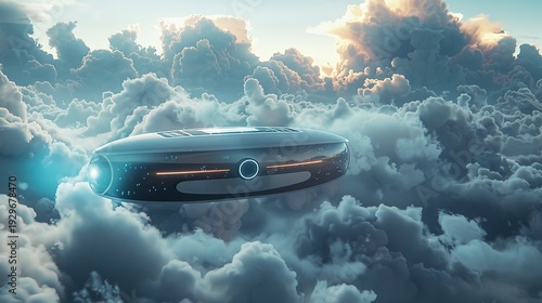 A photo of smart tech device connected to the cloud.