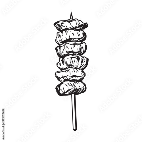 Shish kebab skewer icon silhouette  