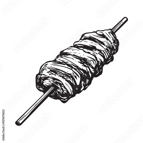 Shish kebab skewer icon silhouette  