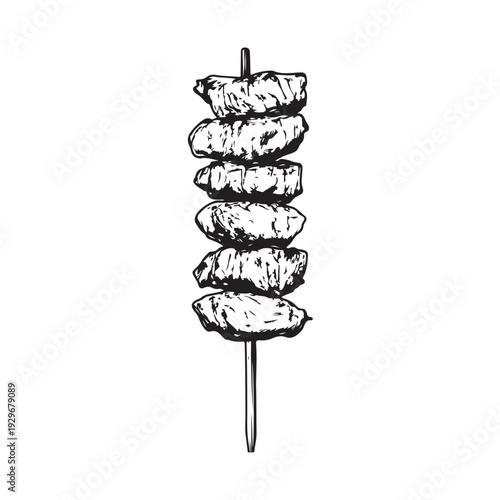 Shish kebab skewer icon silhouette  