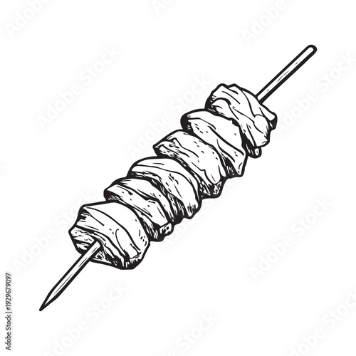 Shish kebab skewer icon silhouette  