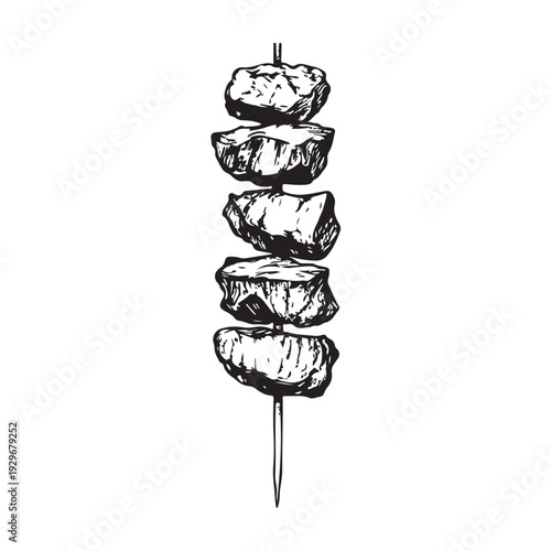 Shish kebab skewer icon silhouette  
