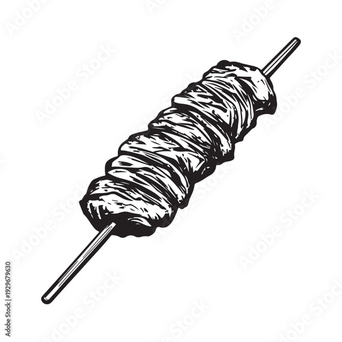Shish kebab skewer icon silhouette  