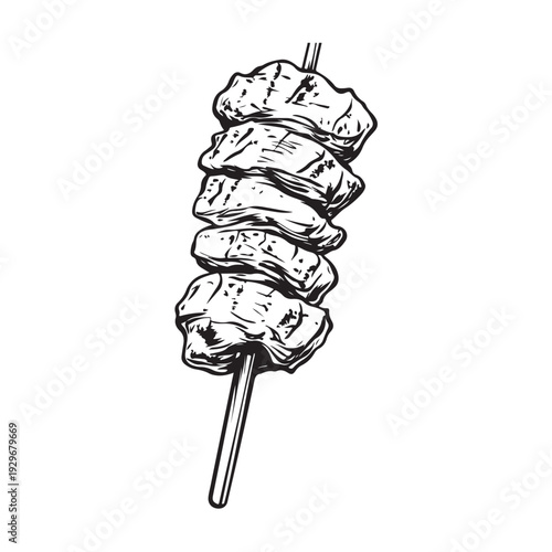 Shish kebab skewer icon silhouette  