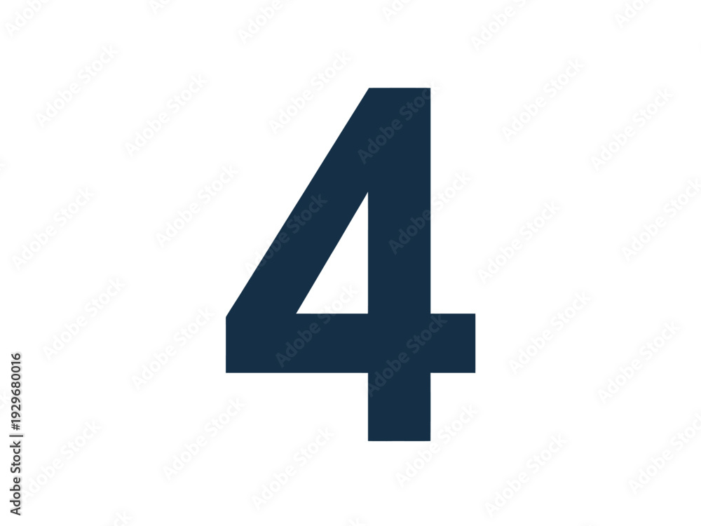 Fototapeta premium Large Dark Blue Number Four