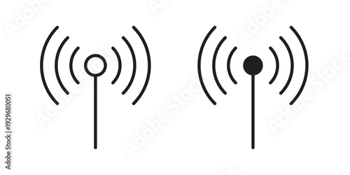 Antenna icons vector glyph and thin line. Black icons