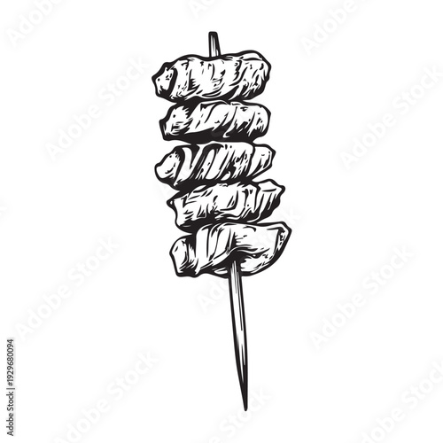 Shish kebab skewer icon silhouette  