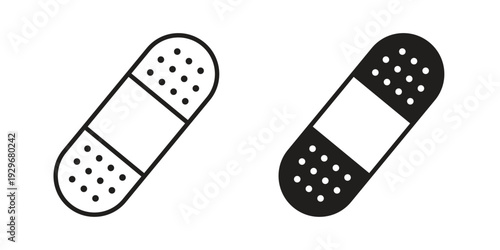 Bandage icons vector glyph and thin line. Black icons