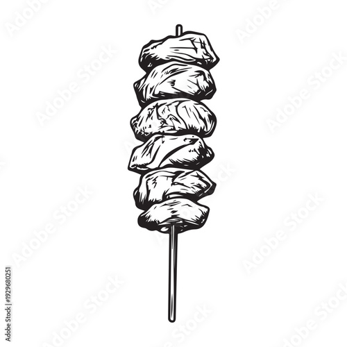 Shish kebab skewer icon silhouette  