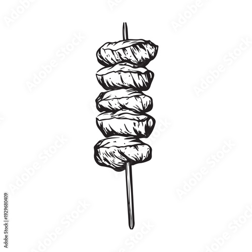 Shish kebab skewer icon silhouette  