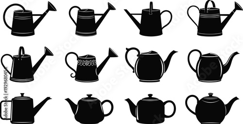 Collection of black musical instrument silhouettes featuring saxophone, trumpet, violin, drums, accordion, flute, and french horn isolated on white for orchestra and jazz band