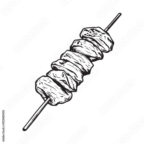 Shish kebab skewer icon silhouette  