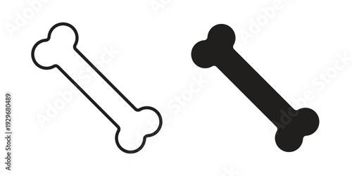 Bone icons vector glyph and thin line. Black icons