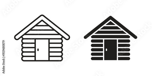 Cabin icons vector glyph and thin line. Black icons
