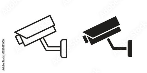 CCTV icons vector glyph and thin line. Black icons