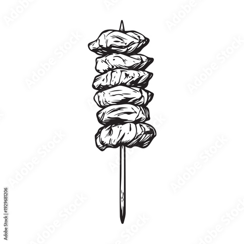 Shish kebab skewer icon silhouette  