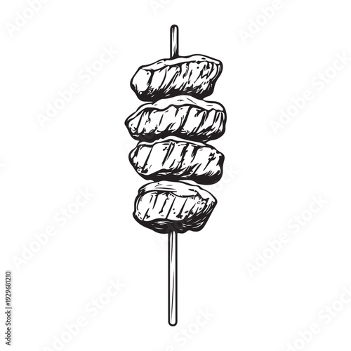 Shish kebab skewer icon silhouette  