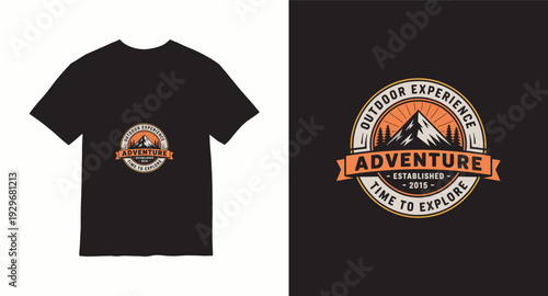 Outdoor experience adventure time to explore t-shirt design with mountain circle