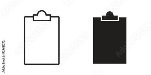 Clipboard icons vector glyph and thin line. Black icons