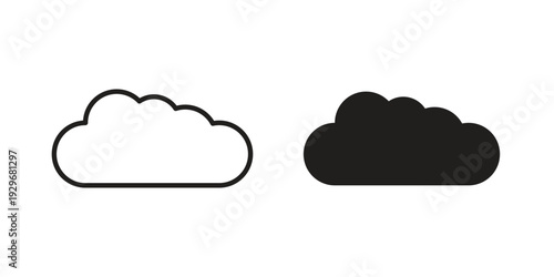 Cloud icons vector glyph and thin line. Black icons