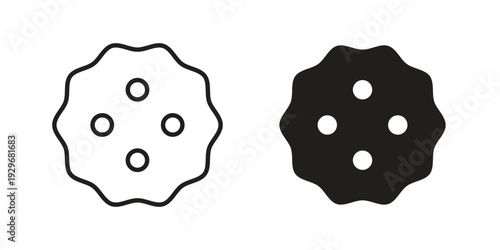 Cookie icons vector glyph and thin line. Black icons