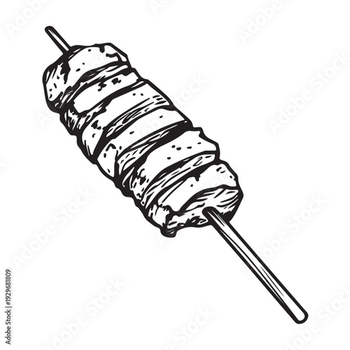 Shish kebab skewer icon silhouette  