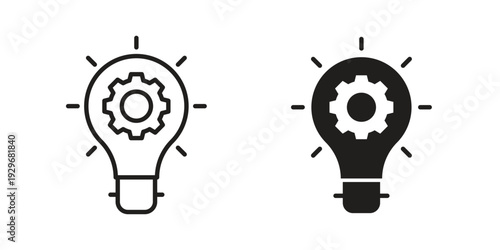 Creative idea icons vector glyph and thin line. Black icons