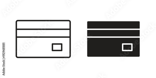 Credit card icons vector glyph and thin line. Black icons