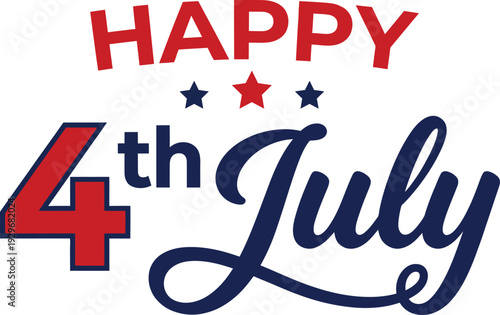 Festive graphic displaying happy 4th of july with stars