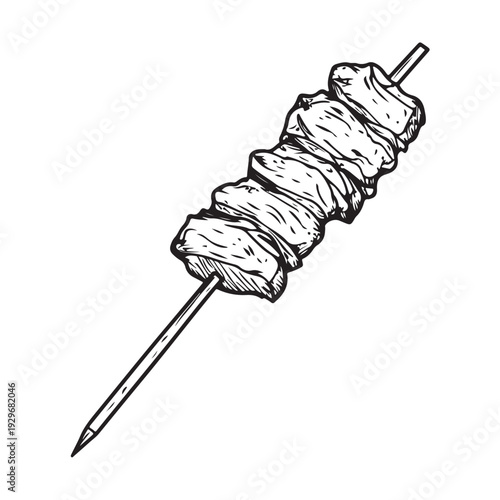 Shish kebab skewer icon silhouette  