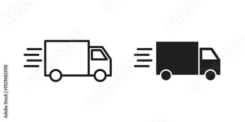 Delivery icons vector glyph and thin line. Black icons