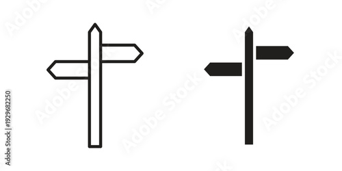 Directions icons vector glyph and thin line. Black icons