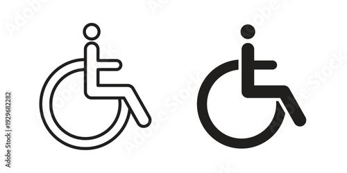 Disable icons vector glyph and thin line. Black icons