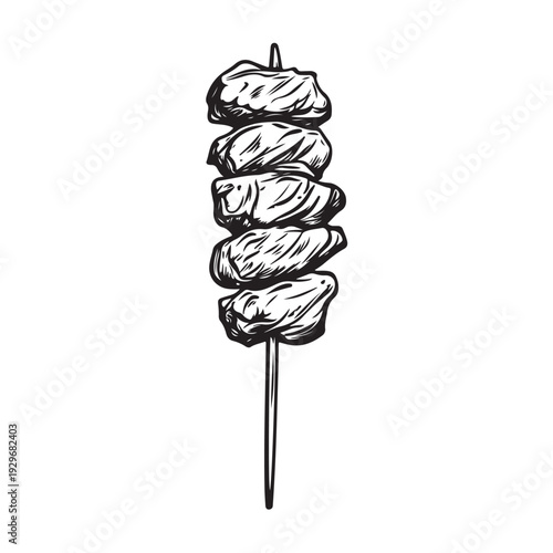 Shish kebab skewer icon silhouette  