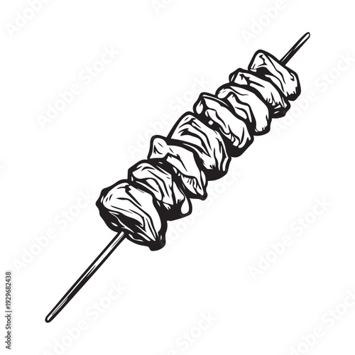 Shish kebab skewer icon silhouette  