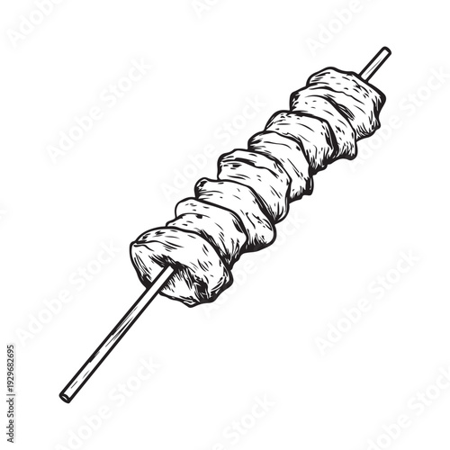 Shish kebab skewer icon silhouette  