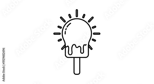 Melting light bulb outline icon symbolizing energy crisis or fading ideas on isolated white background