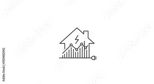 Smart Energy Consumption and Electricity Usage in a House Icon, isolated white background