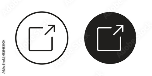 External link icons vector glyph and thin line. Black icons