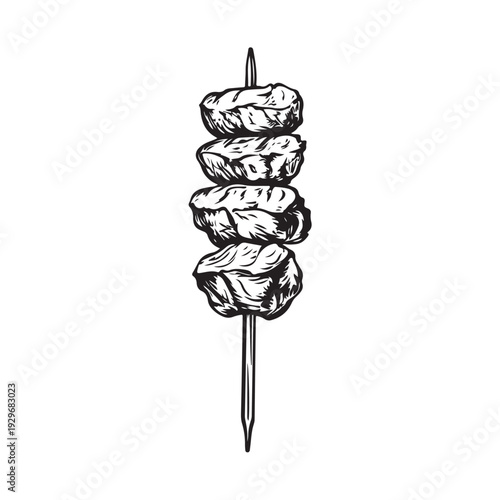 Shish kebab skewer icon silhouette  