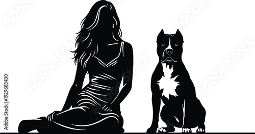 Silhouette of two German Shepherd dogs playing on hind legs, canine training and pet behavior concept, loyal animal friends.