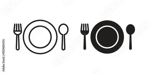 Food icons vector glyph and thin line. Black icons
