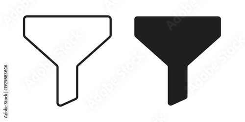 Funnel icons vector glyph and thin line. Black icons